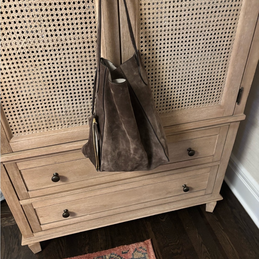 Brown Suede Tote Bag
